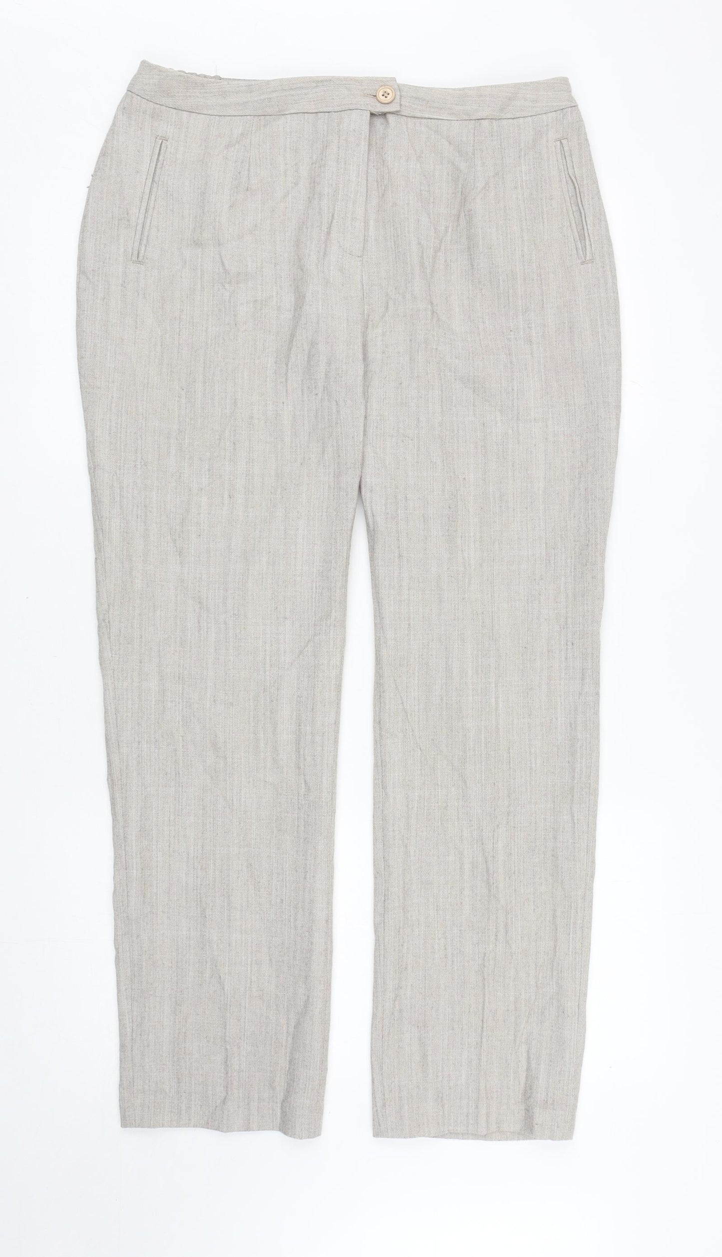 Damart Womens Beige Polyester Carrot Trousers Size 18 L29 in Regular Zip