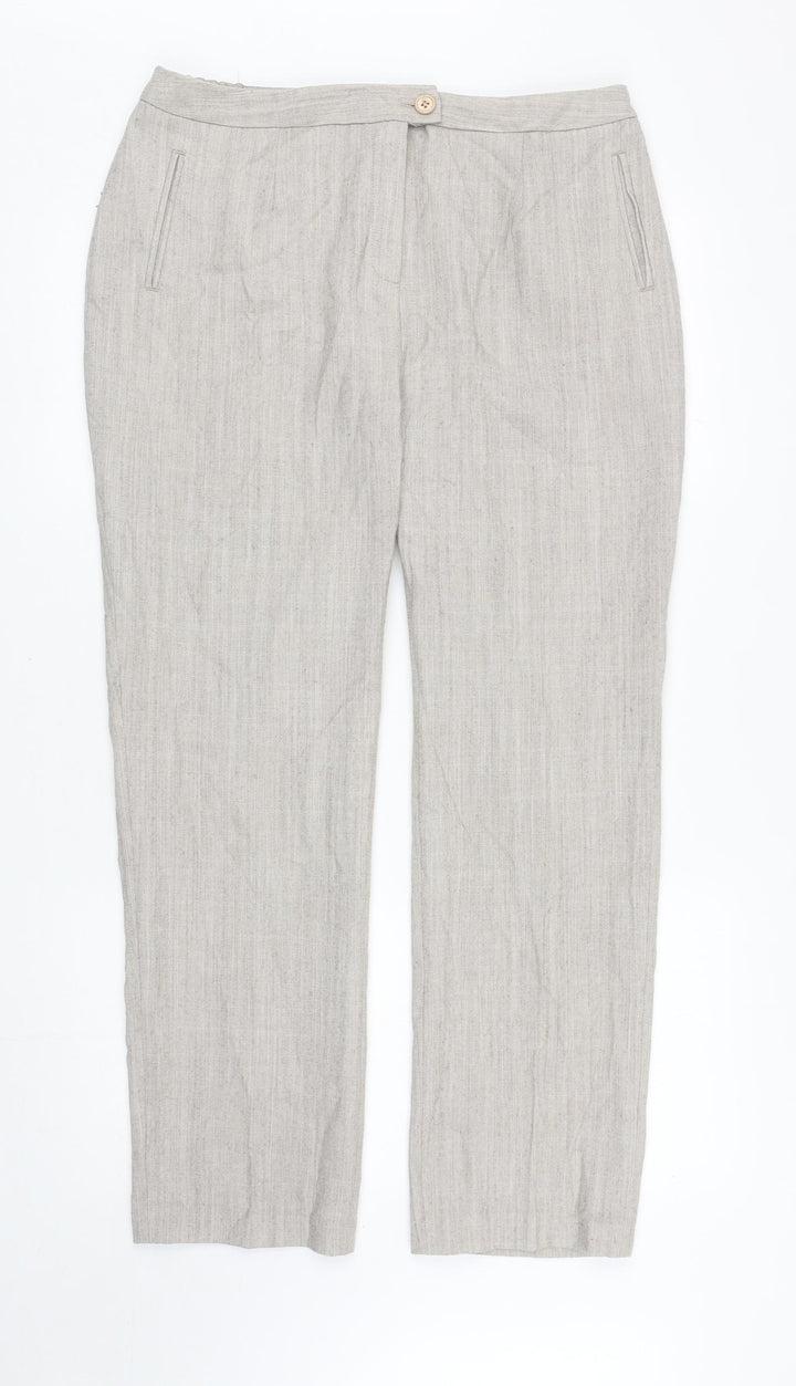 Damart Womens Beige Polyester Carrot Trousers Size 18 L29 in Regular Zip