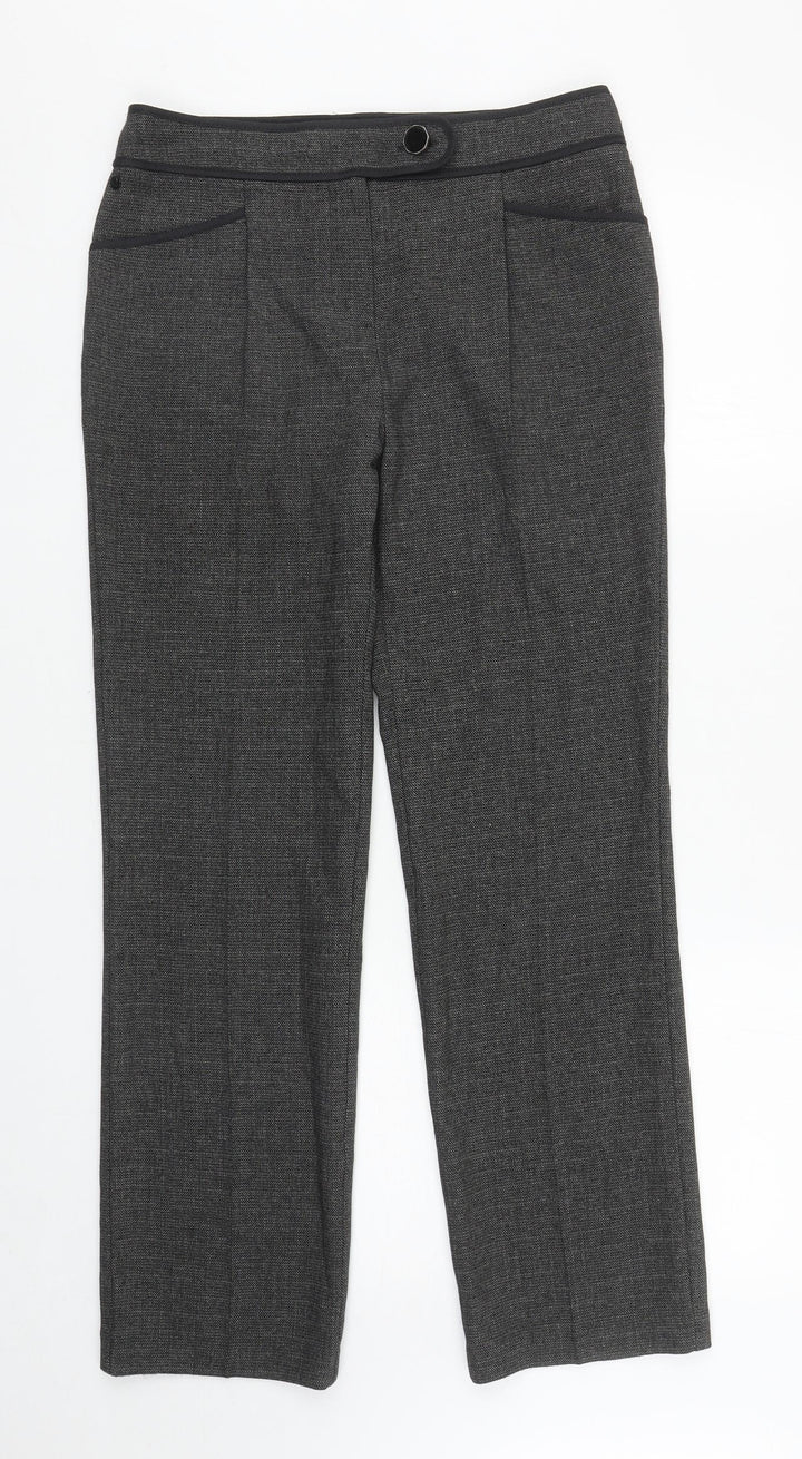 Per Una Womens Grey Polyester Carrot Trousers Size 8 L27.5 in Regular Zip - Short