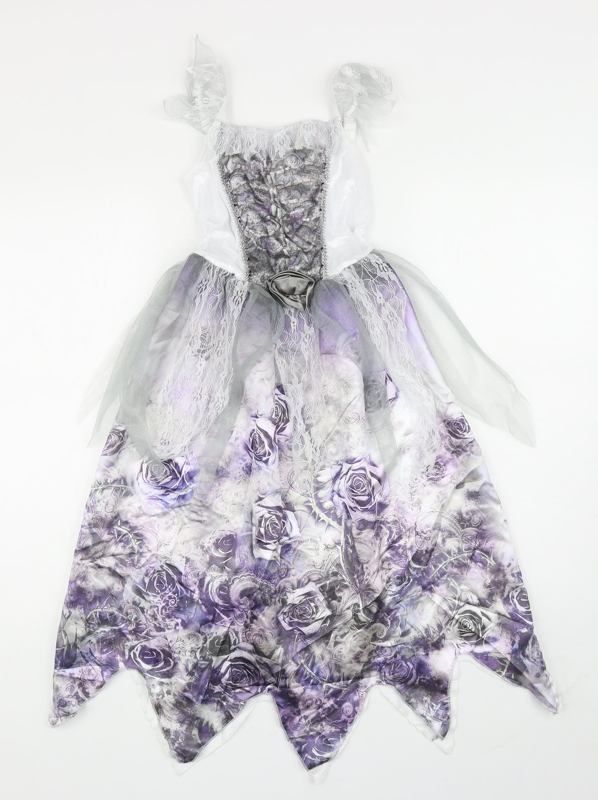 George Girls Multicoloured Floral Polyester Ball Gown Size 7-8 Years Square Neck Pullover - Dead bride