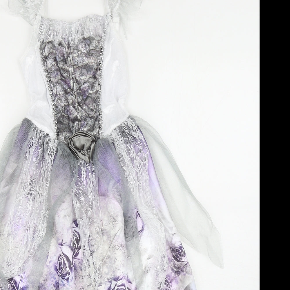 George Girls Multicoloured Floral Polyester Ball Gown Size 7-8 Years Square Neck Pullover - Dead bride