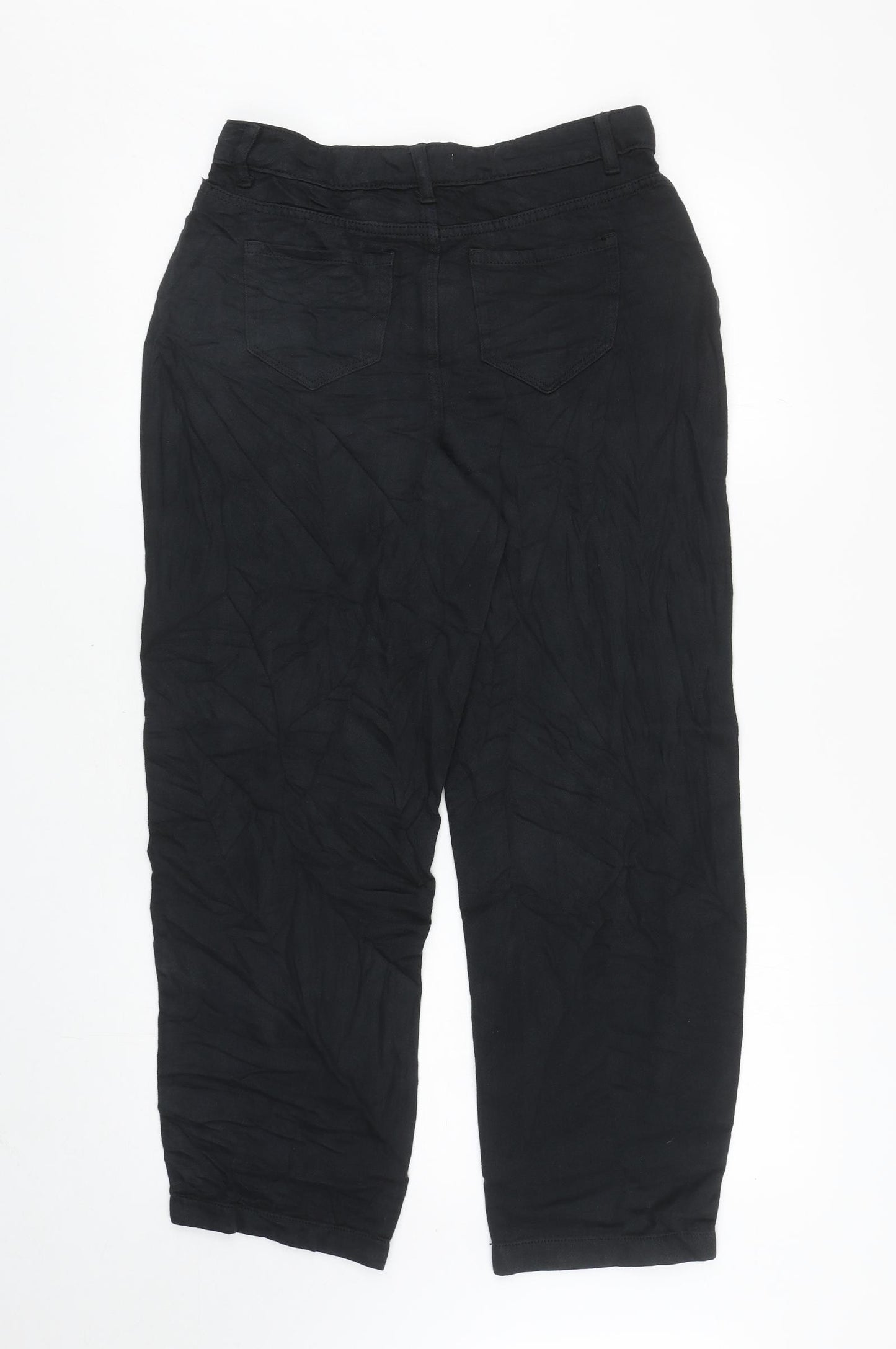 Per Una Womens Black Cotton Mom Jeans Size 10 L26.5 in Regular Zip