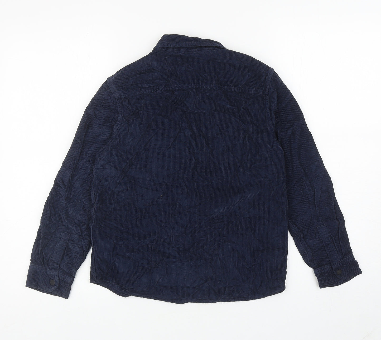 Marks and Spencer Boys Blue Cotton Basic Button-Up Size 9-10 Years Collared Snap