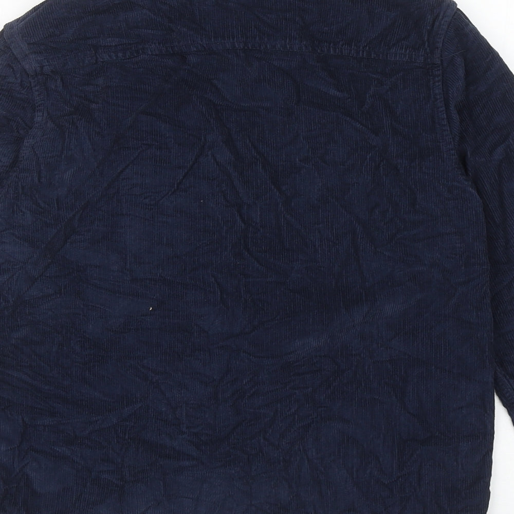 Marks and Spencer Boys Blue Cotton Basic Button-Up Size 9-10 Years Collared Snap