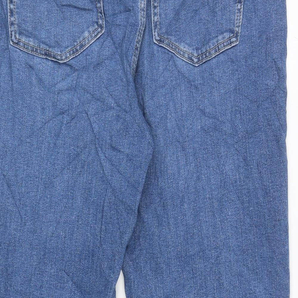 Per Una Womens Blue Cotton Tapered Jeans Size 18 L26 in Regular Zip