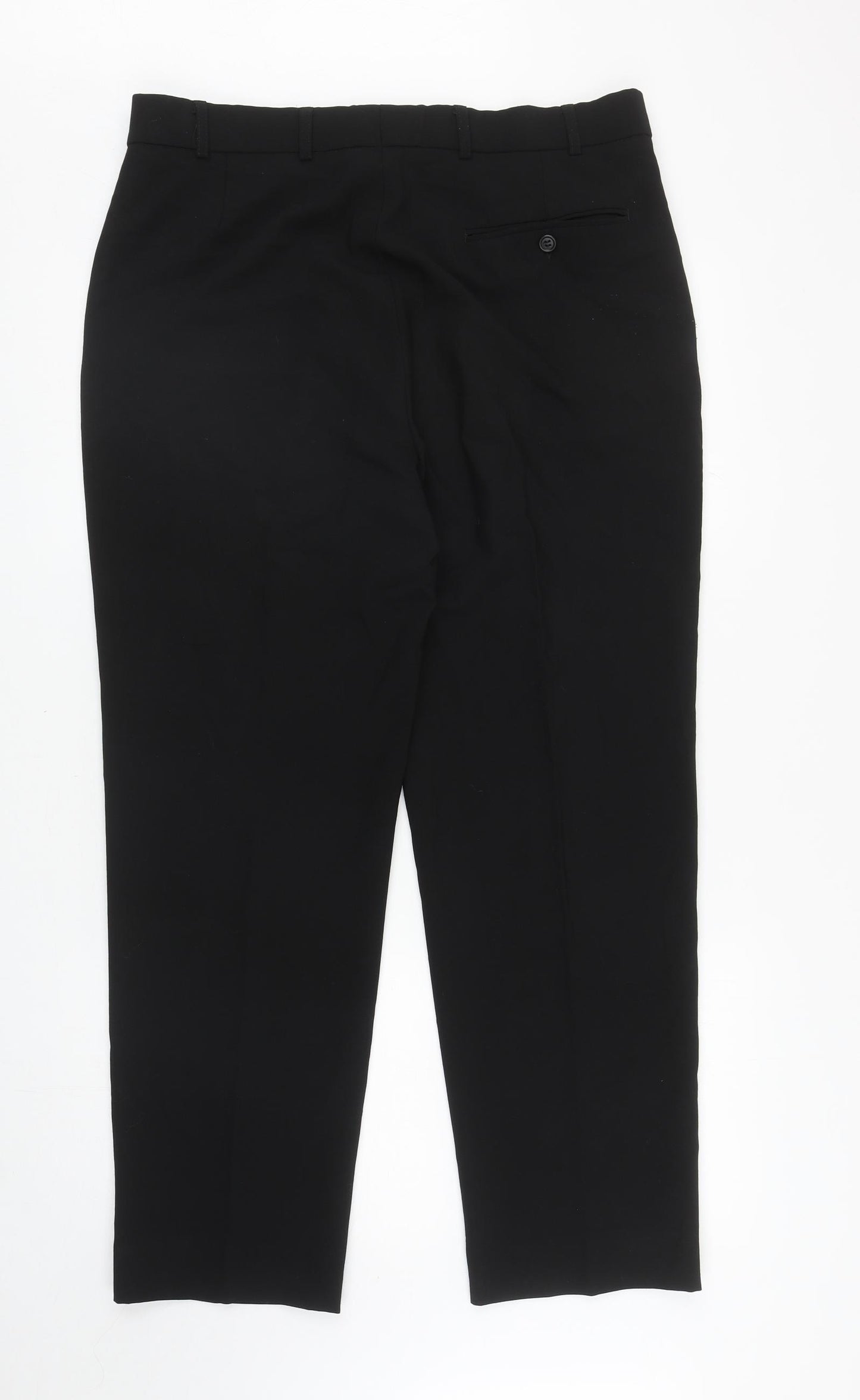 Johnathon Adams Mens Black Wool Dress Pants Trousers Size 36 in L29 in Regular Zip
