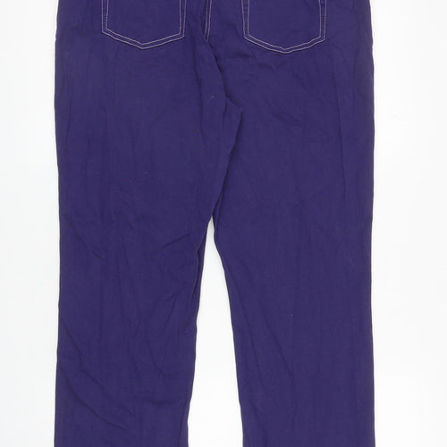 Damart Womens Blue Cotton Straight Jeans Size 18 L28.5 in Regular Zip