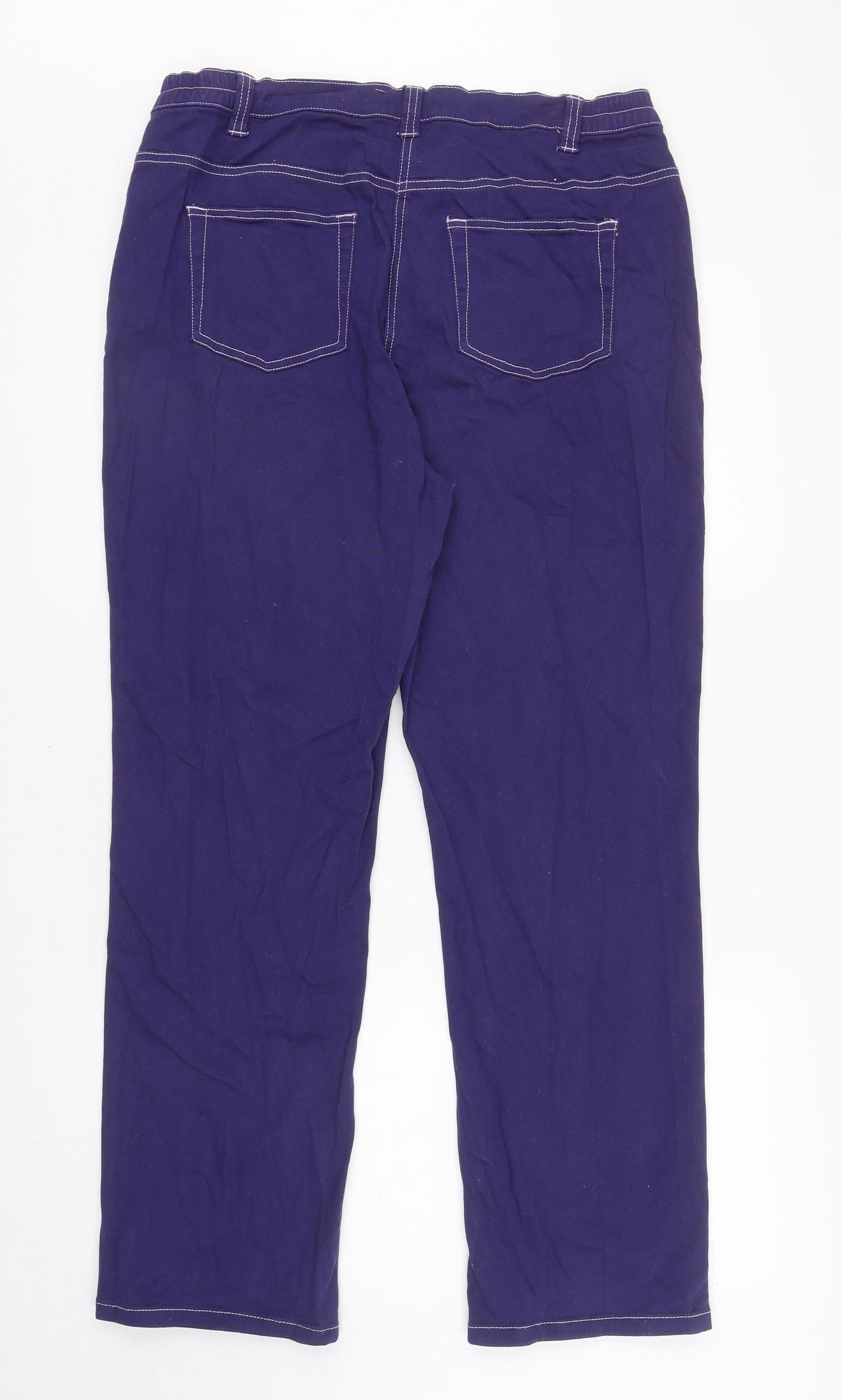 Damart Womens Blue Cotton Straight Jeans Size 18 L28.5 in Regular Zip