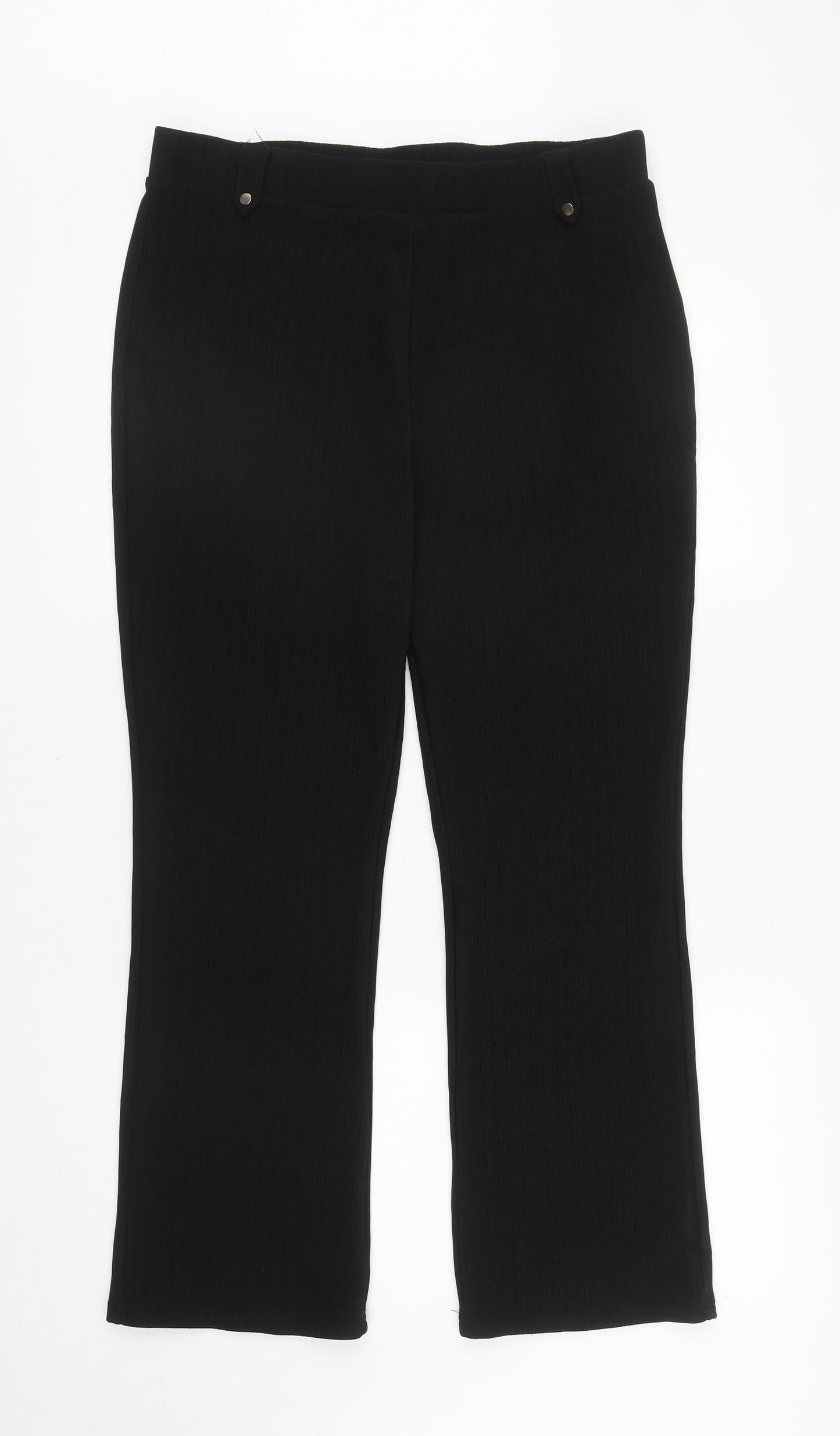 Papaya Womens Black Polyester Trousers Size 16 L26.5 in Regular