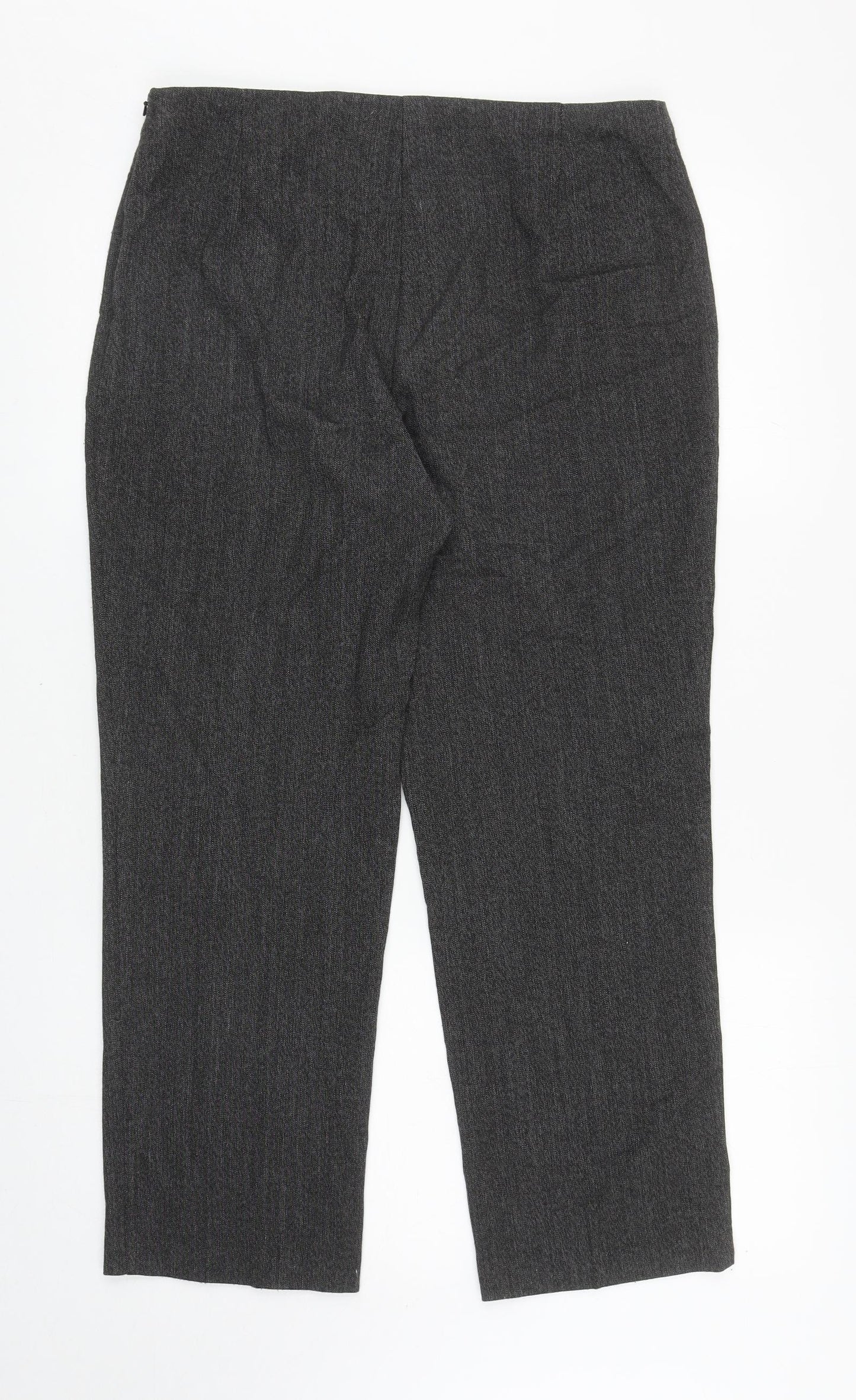 Marks and Spencer Womens Grey Polyester Carrot Trousers Size 14 L26 in Regular Zip