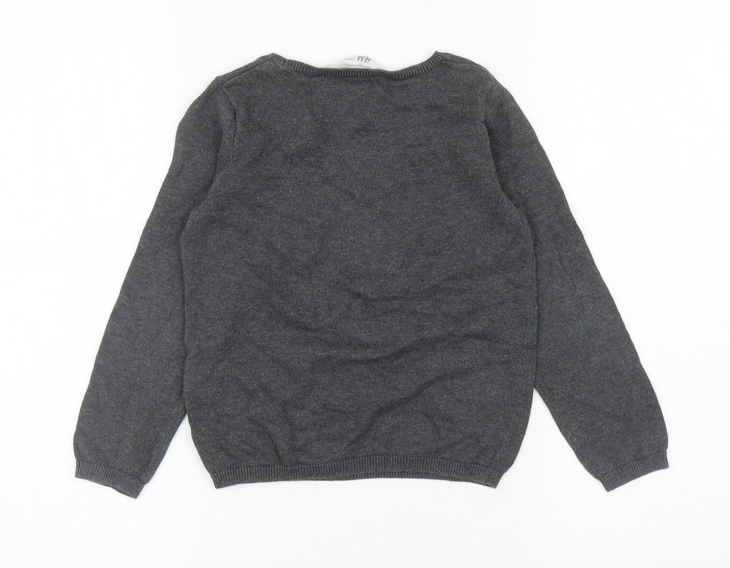 H&M Girls Grey Round Neck Cotton Pullover Jumper Size 4-5 Years Pullover - Butterflies