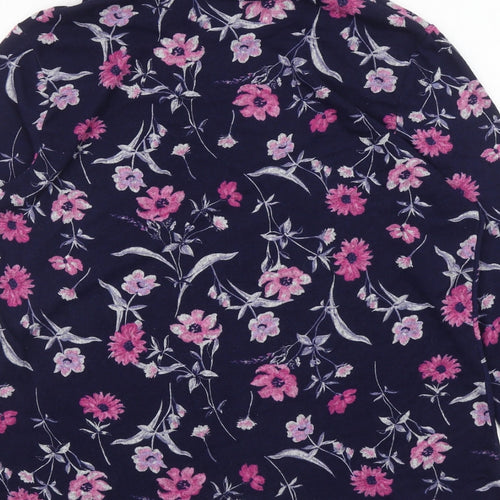 Pebble Bay Womens Blue Roll Neck Floral Polyester Pullover Jumper Size 16