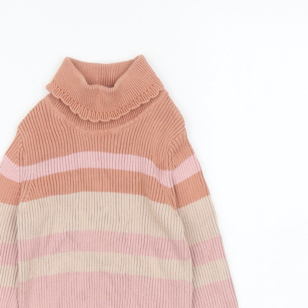 George Girls Multicoloured Roll Neck Striped Cotton Pullover Jumper Size 4-5 Years Pullover