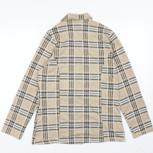 Quiz Womens Beige Plaid Jacket Blazer Size 12