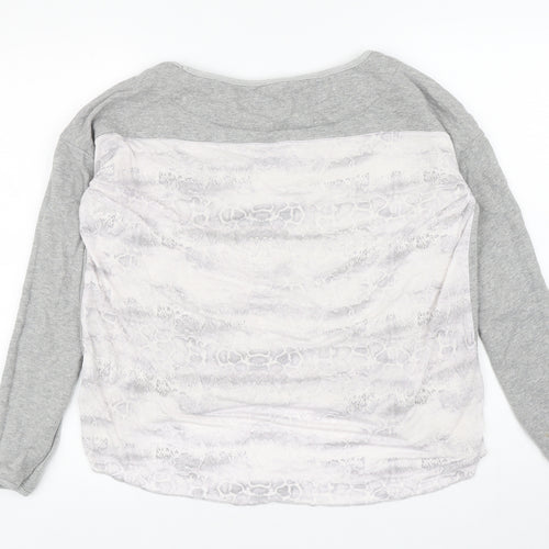 Twisted Muse Womens Grey Animal Print Cotton Pullover Sweatshirt Size S Pullover - Snake Print
