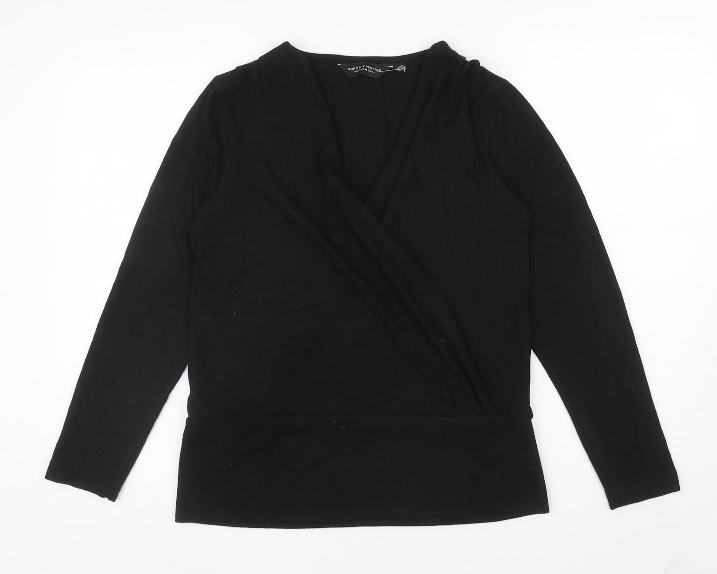 Dorothy Perkins Womens Black V-Neck Polyester Wrap Jumper Size 10