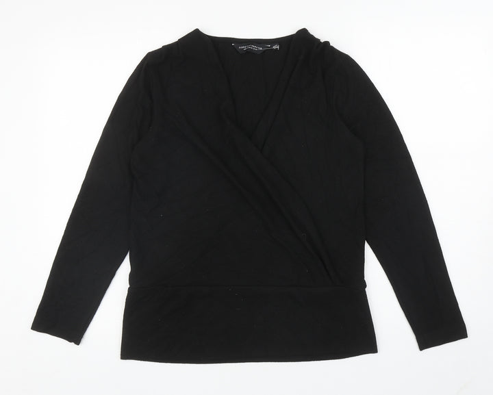 Dorothy Perkins Womens Black V-Neck Polyester Wrap Jumper Size 10