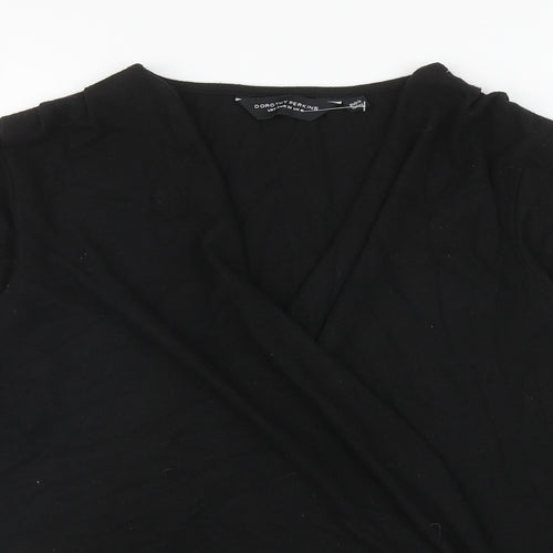 Dorothy Perkins Womens Black V-Neck Polyester Wrap Jumper Size 10
