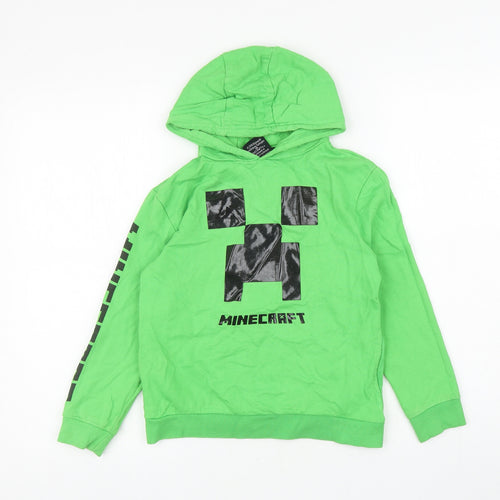 Primark Boys Green Cotton Pullover Hoodie Size 8-9 Years Pullover - Minecraft Creeper