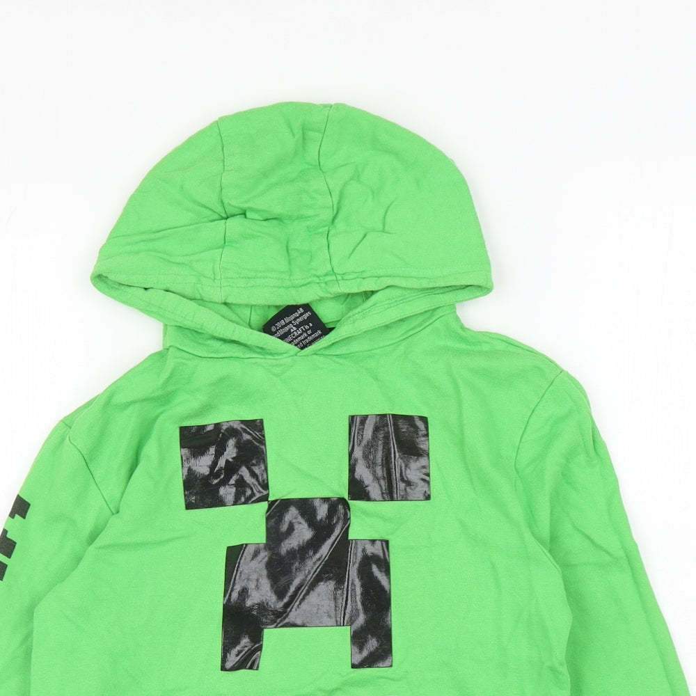 Primark Boys Green Cotton Pullover Hoodie Size 8-9 Years Pullover - Minecraft Creeper