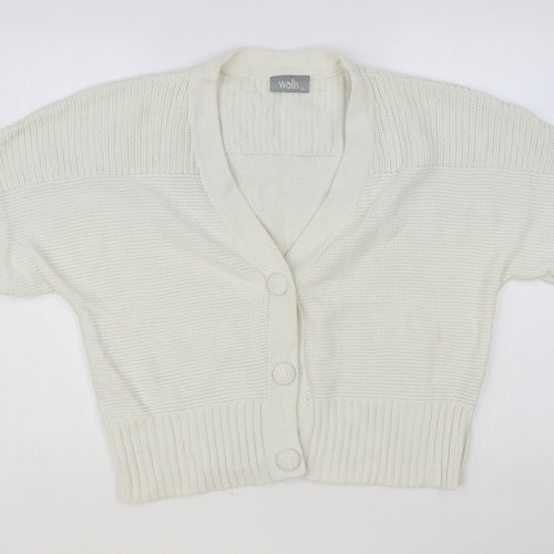 Wallis Womens White V-Neck Cotton Cardigan Jumper Size XL