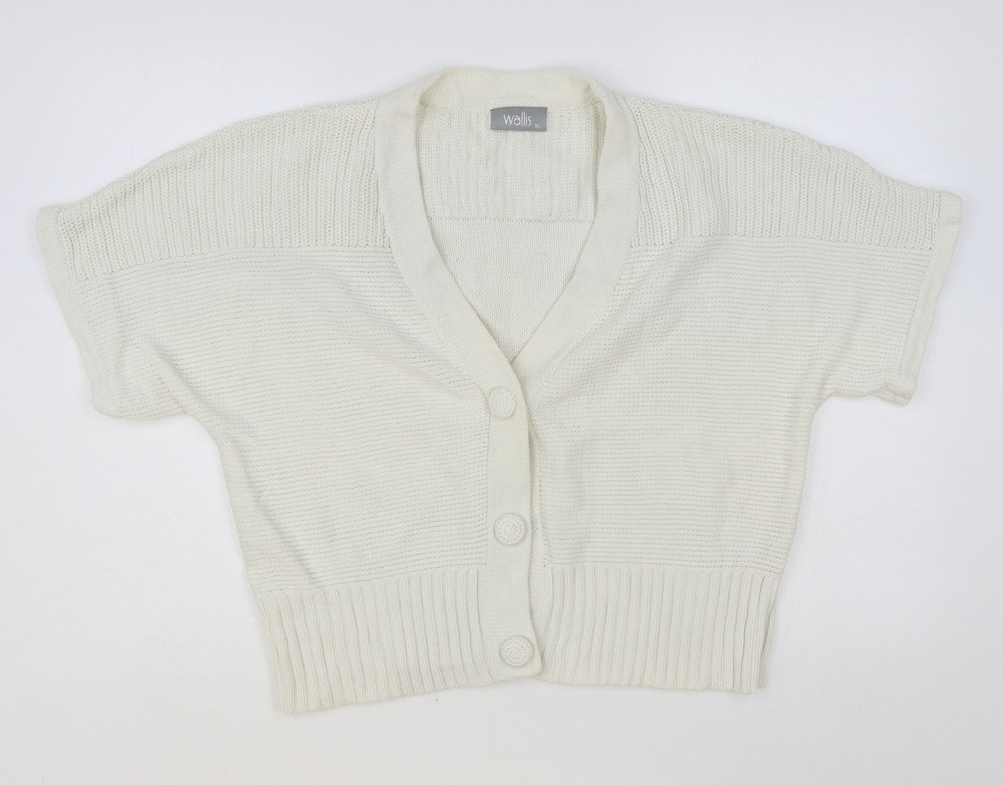 Wallis Womens White V-Neck Cotton Cardigan Jumper Size XL