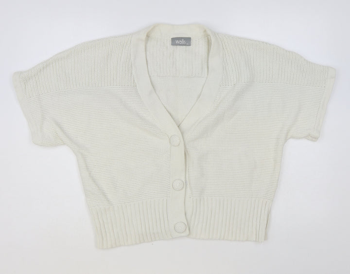 Wallis Womens White V-Neck Cotton Cardigan Jumper Size XL