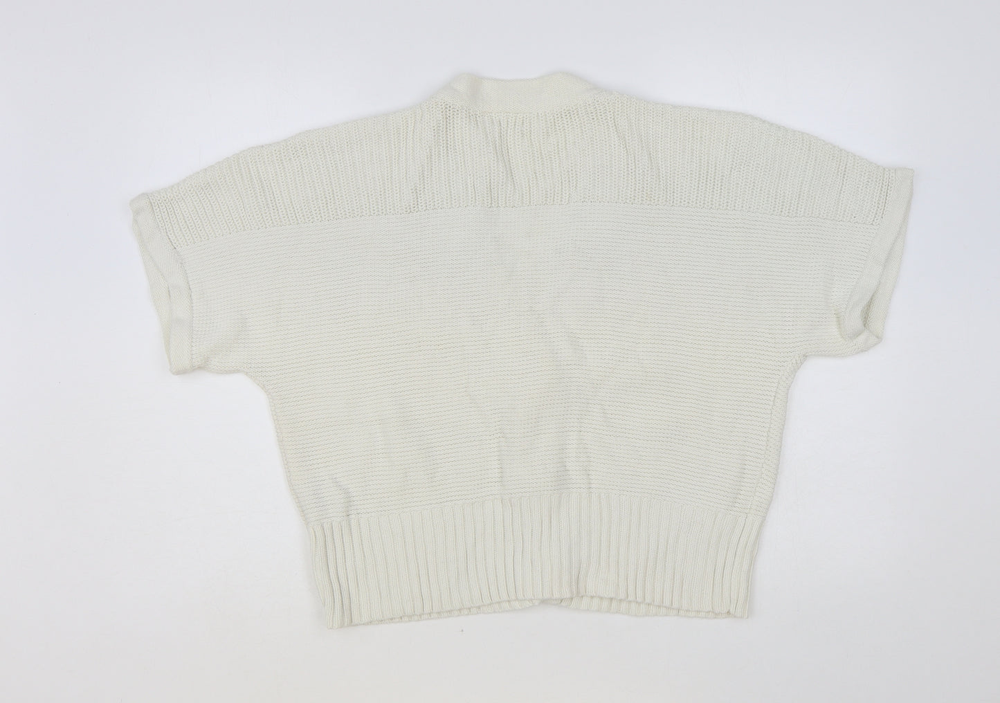 Wallis Womens White V-Neck Cotton Cardigan Jumper Size XL
