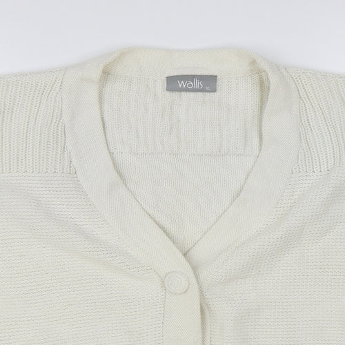 Wallis Womens White V-Neck Cotton Cardigan Jumper Size XL