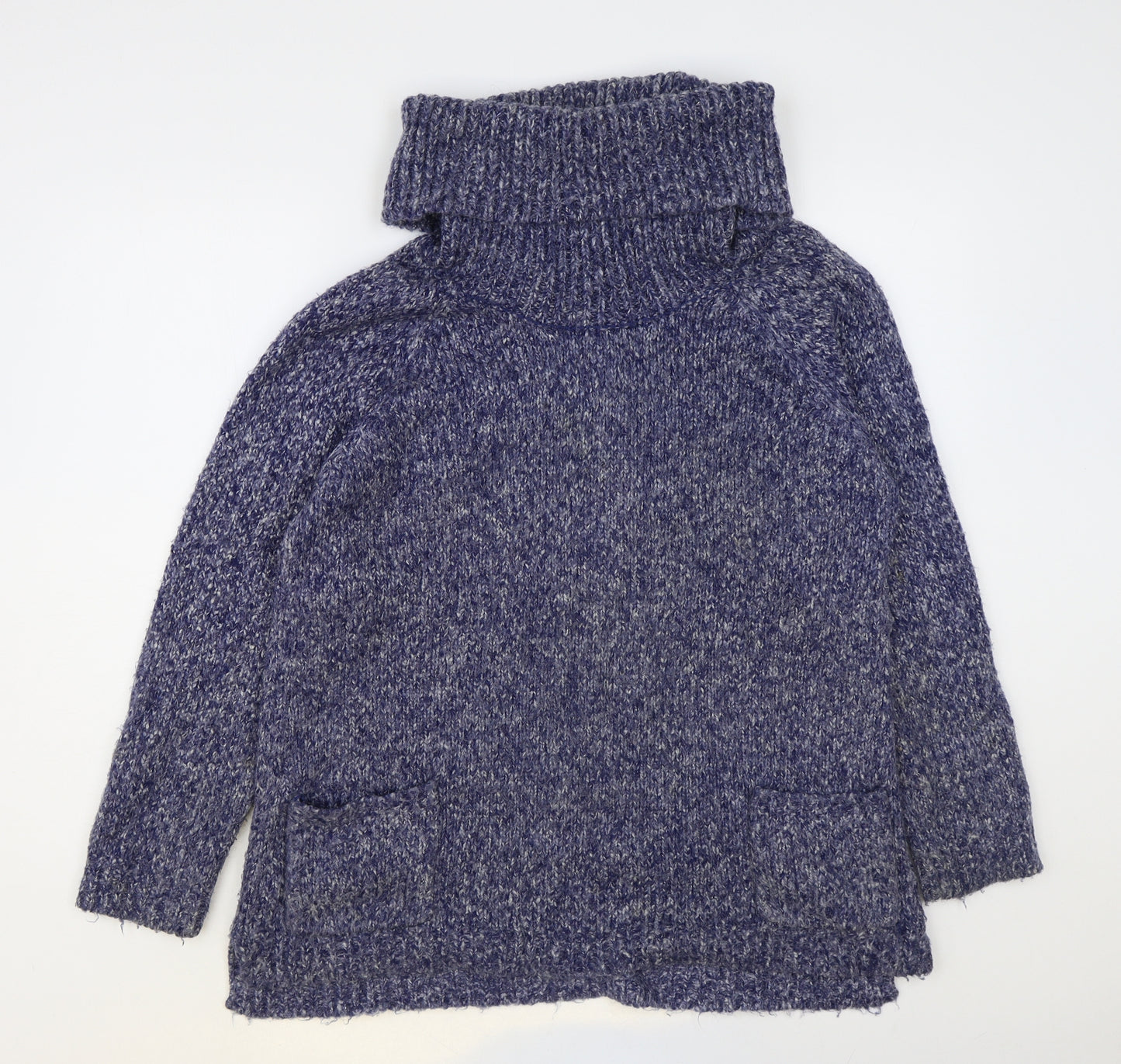 F&F Womens Blue Roll Neck Acrylic Pullover Jumper Size 14