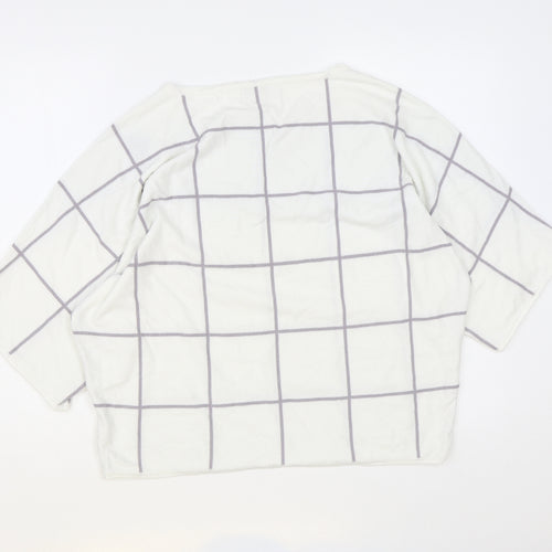 Apricot Womens White Round Neck Striped Acrylic Pullover Jumper Size 14