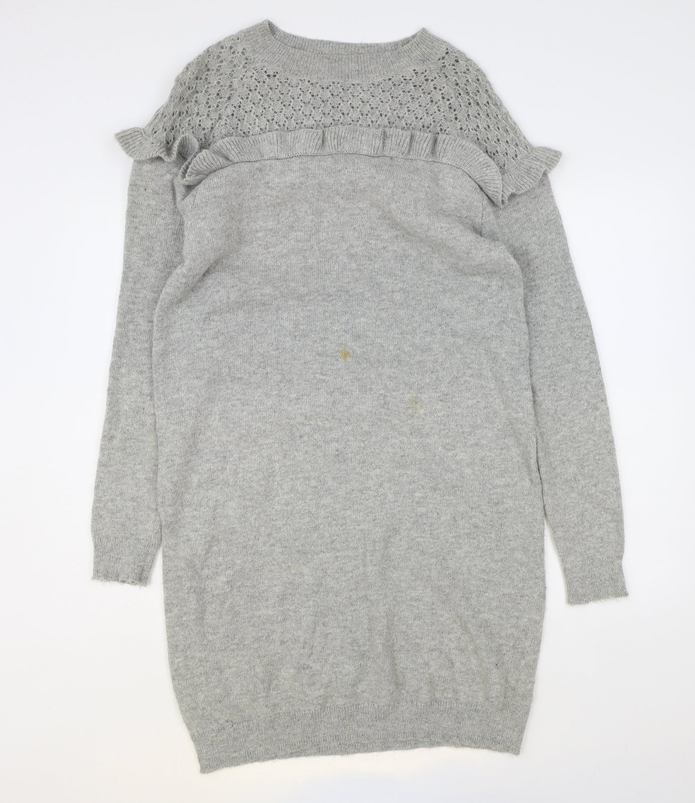 NEXT Womens Grey Nylon Jumper Dress Size 14 Round Neck Pullover