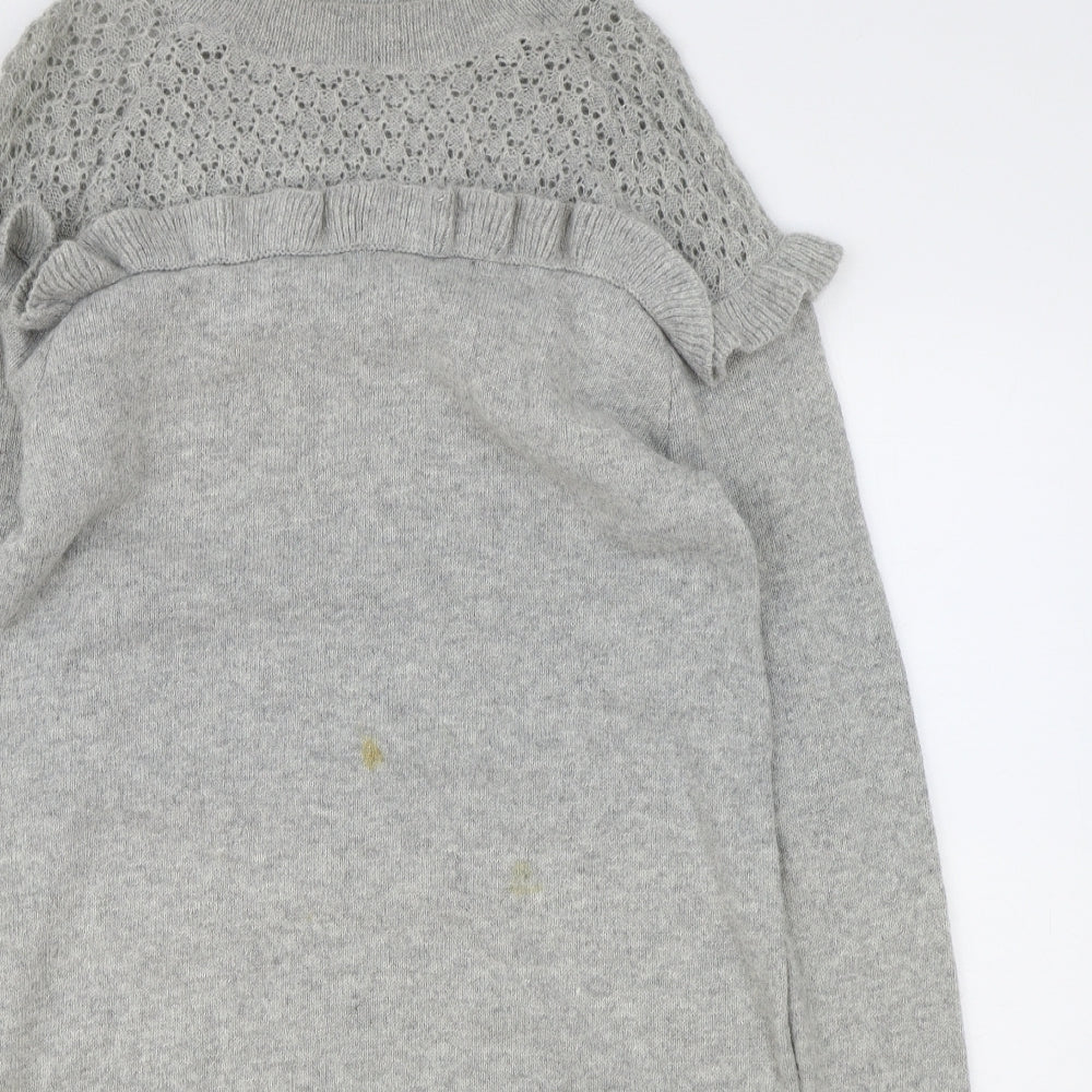 NEXT Womens Grey Nylon Jumper Dress Size 14 Round Neck Pullover