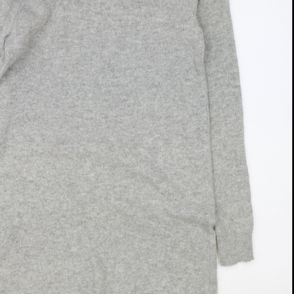 NEXT Womens Grey Nylon Jumper Dress Size 14 Round Neck Pullover