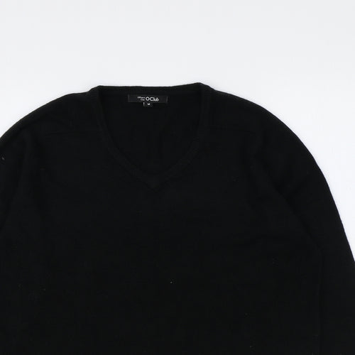 O Club Womens Black V-Neck Acrylic Pullover Jumper Size M