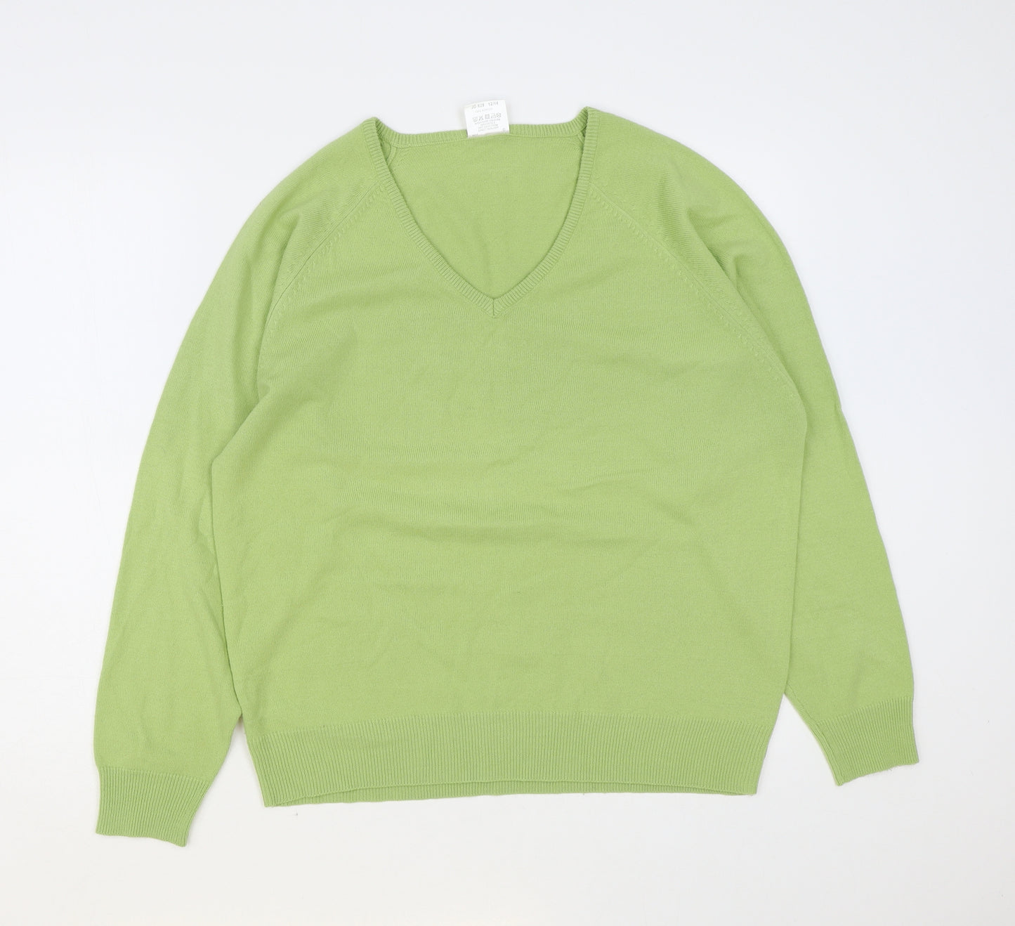 Wardrobe Womens Green V-Neck Acrylic Pullover Jumper Size 12