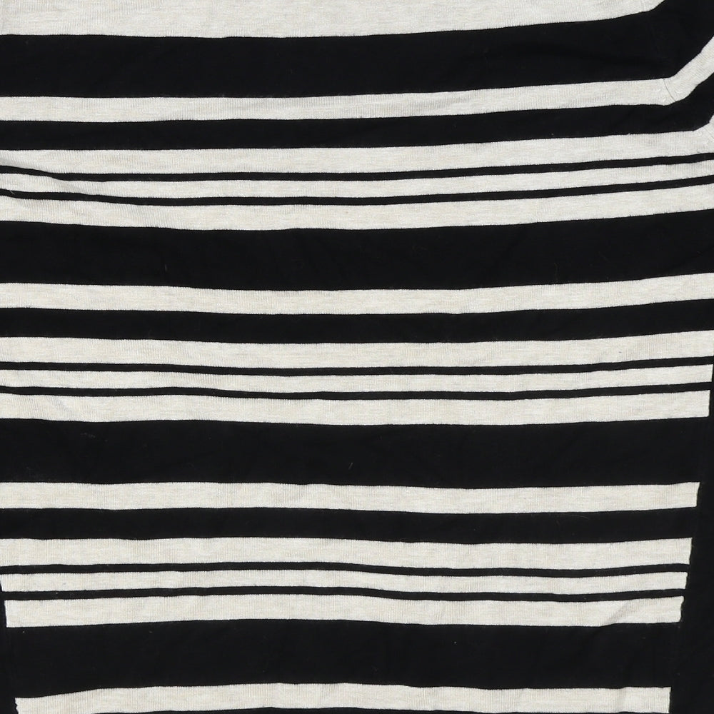 M&Co Womens Black Round Neck Striped Viscose Pullover Jumper Size 16