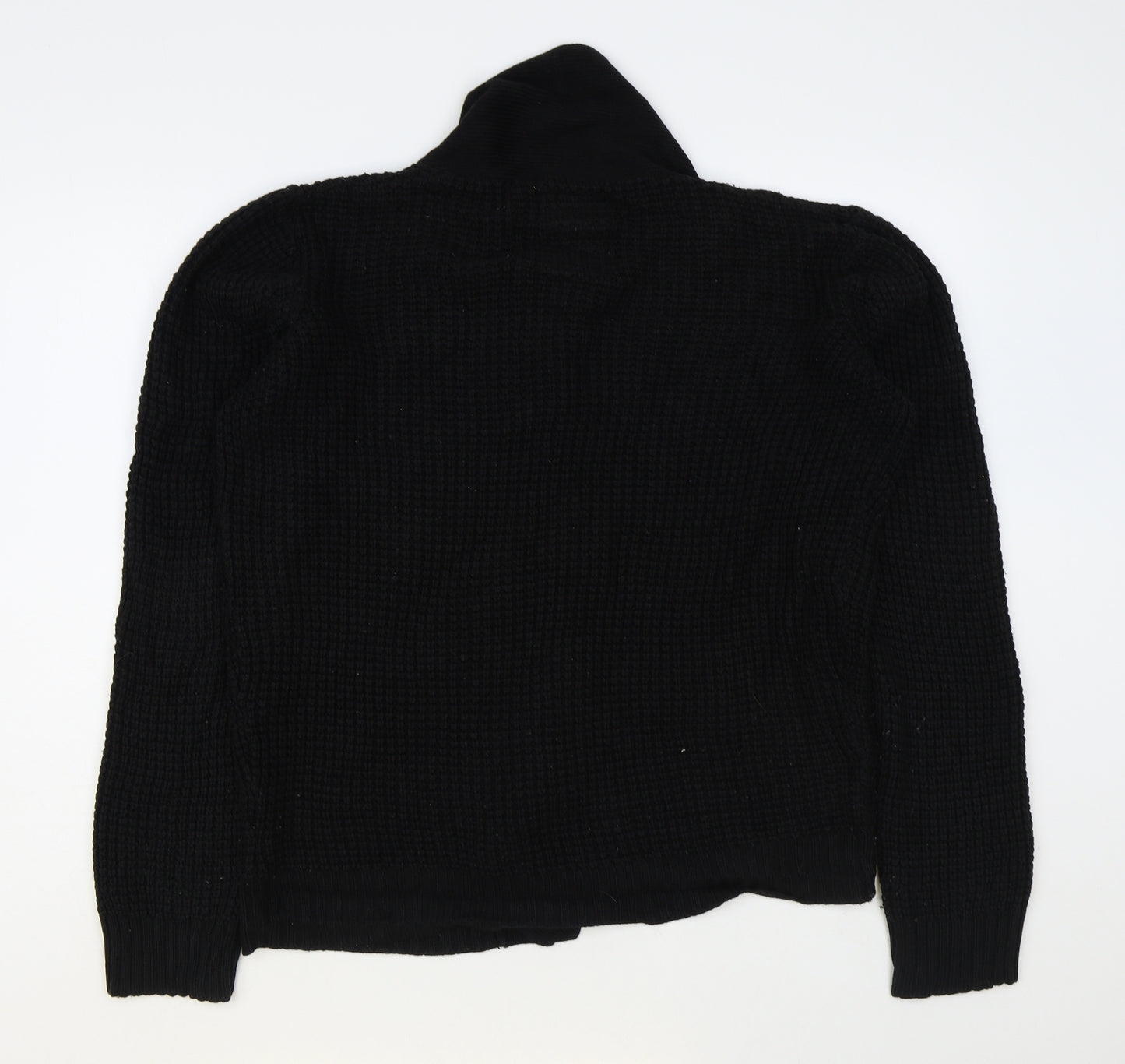 Petroleum Womens Black Collared Acrylic Cardigan Jumper Size L