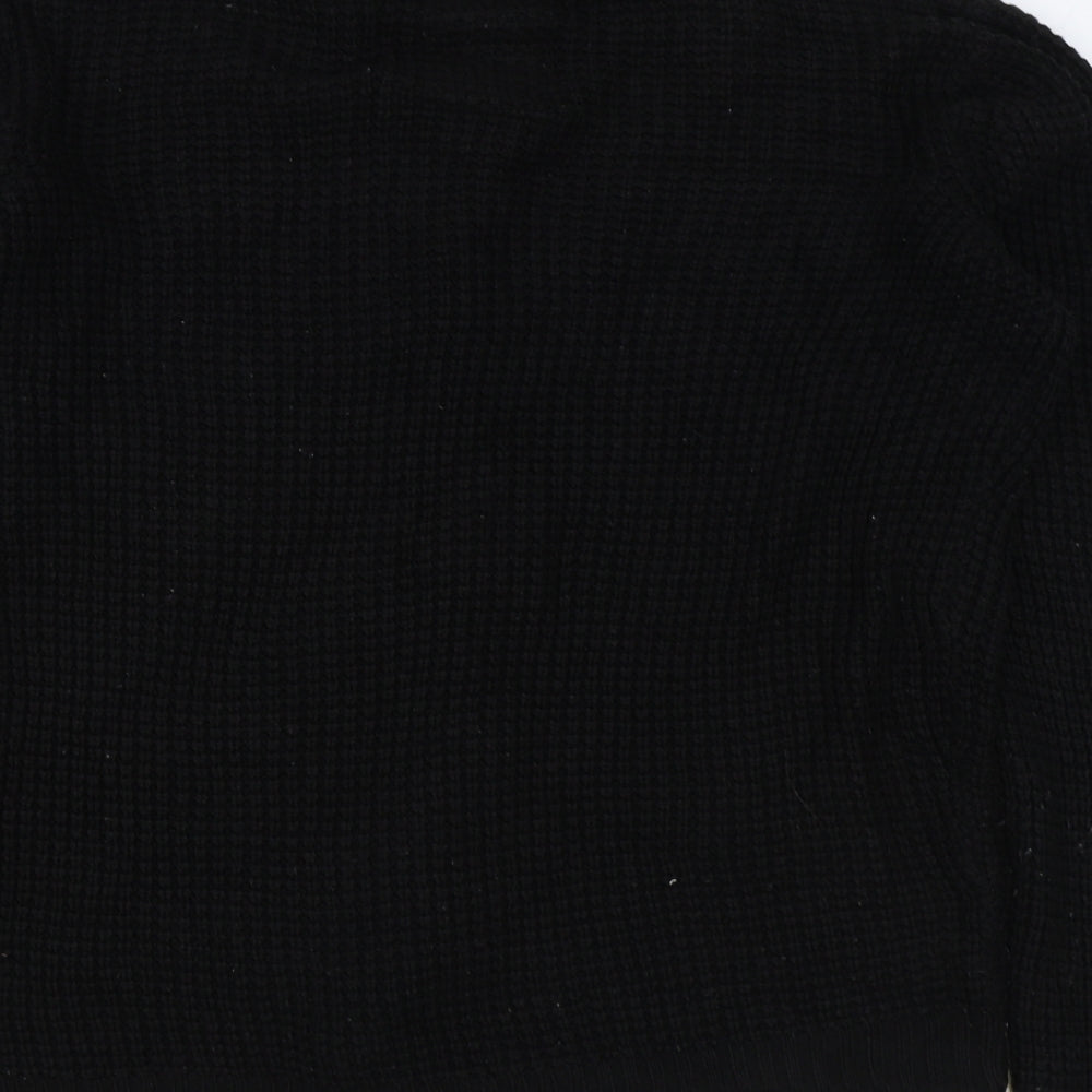 Petroleum Womens Black Collared Acrylic Cardigan Jumper Size L