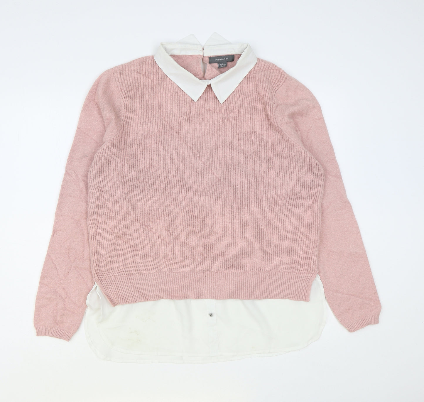 Primark# Womens Pink Collared Acrylic Pullover Jumper Size L