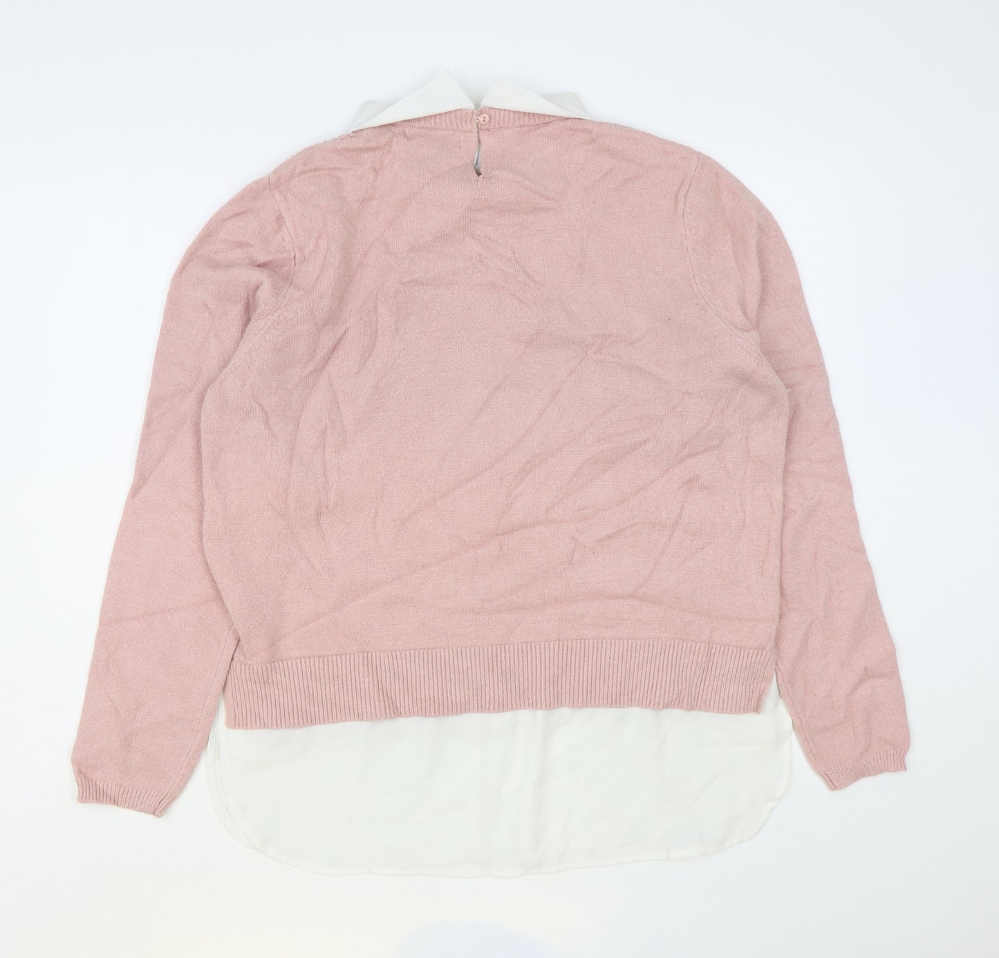 Primark# Womens Pink Collared Acrylic Pullover Jumper Size L