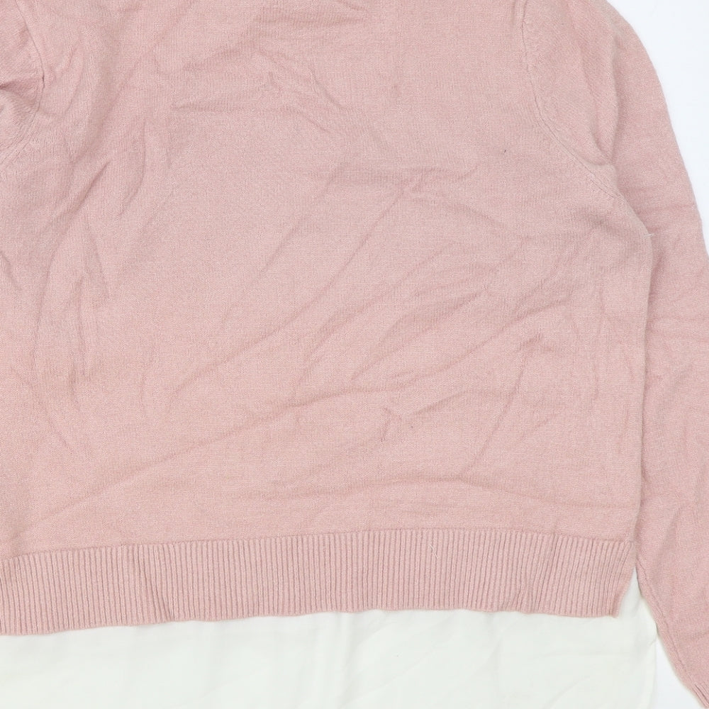 Primark# Womens Pink Collared Acrylic Pullover Jumper Size L
