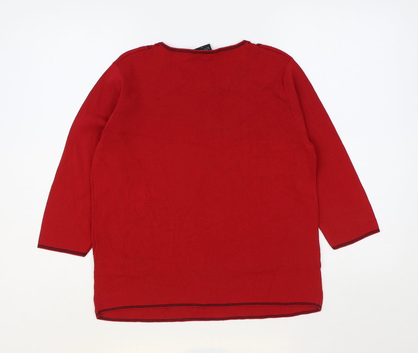 Avant Garde Womens Red Round Neck Viscose Pullover Jumper Size M