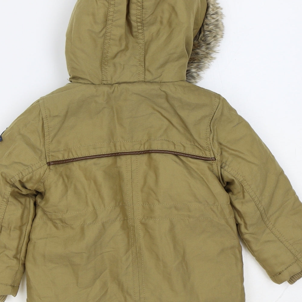 F&F Baby Brown Parka Coat Size 9-12 Months Zip