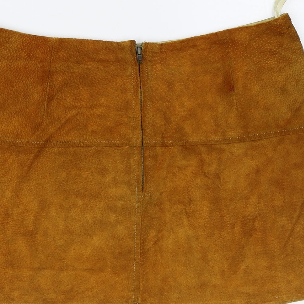 Ozone Womens Orange Cotton Mini Skirt Size 32 in Zip