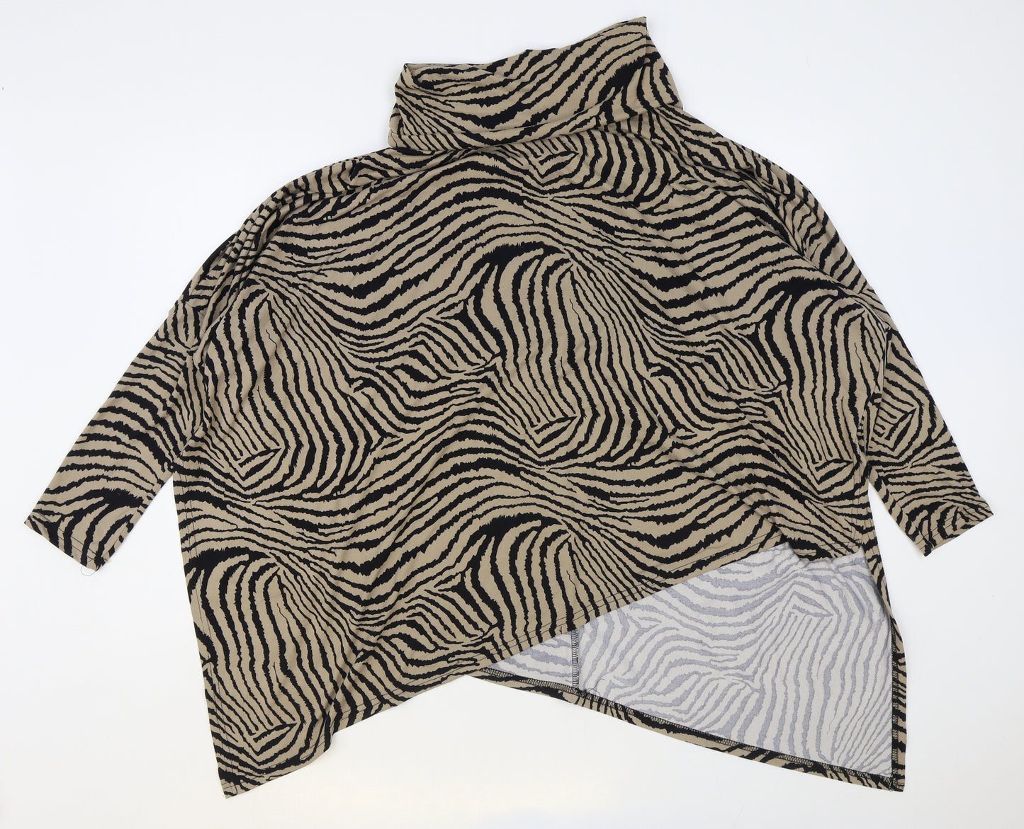 Preworn Womens Multicoloured Roll Neck Animal Print Polyester Pullover Jumper Size S