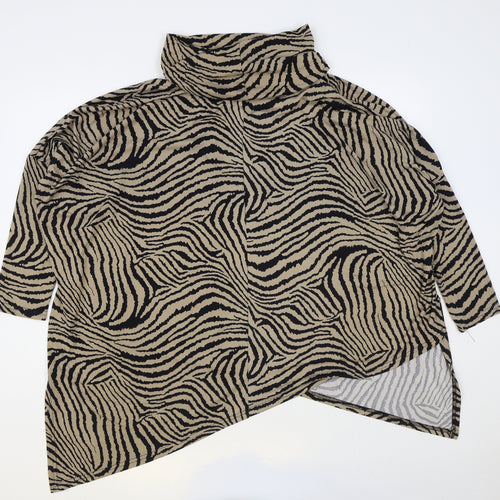 Preworn Womens Multicoloured Roll Neck Animal Print Polyester Pullover Jumper Size S