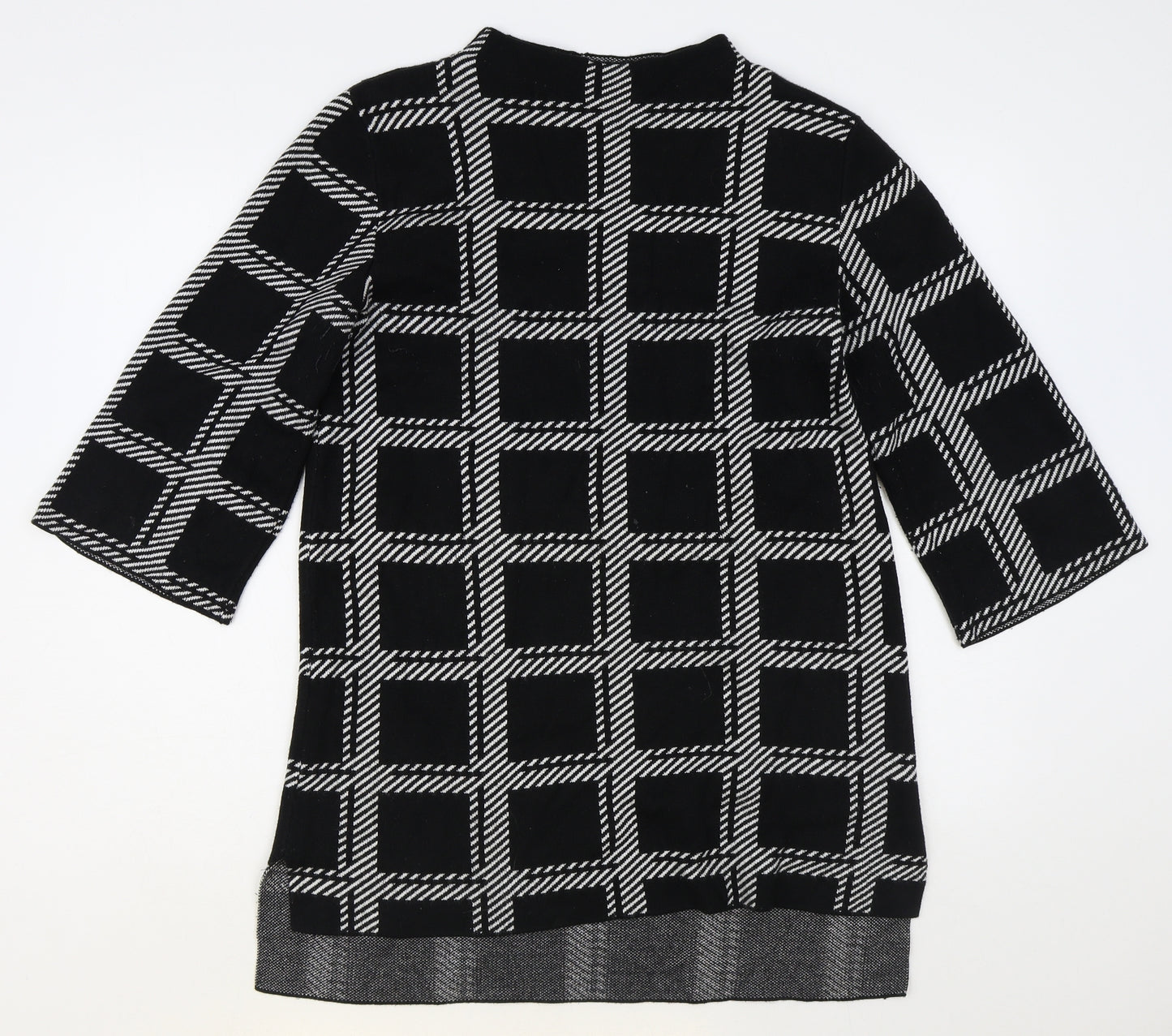 Papaya Womens Black Round Neck Plaid Acrylic Pullover Jumper Size M