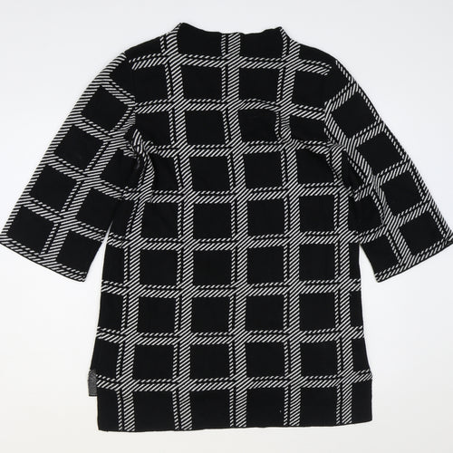 Papaya Womens Black Round Neck Plaid Acrylic Pullover Jumper Size M