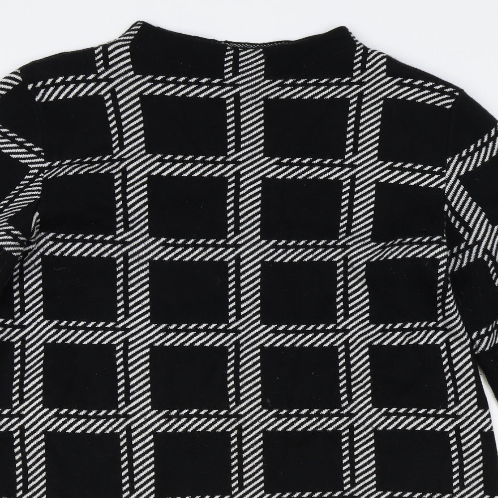 Papaya Womens Black Round Neck Plaid Acrylic Pullover Jumper Size M
